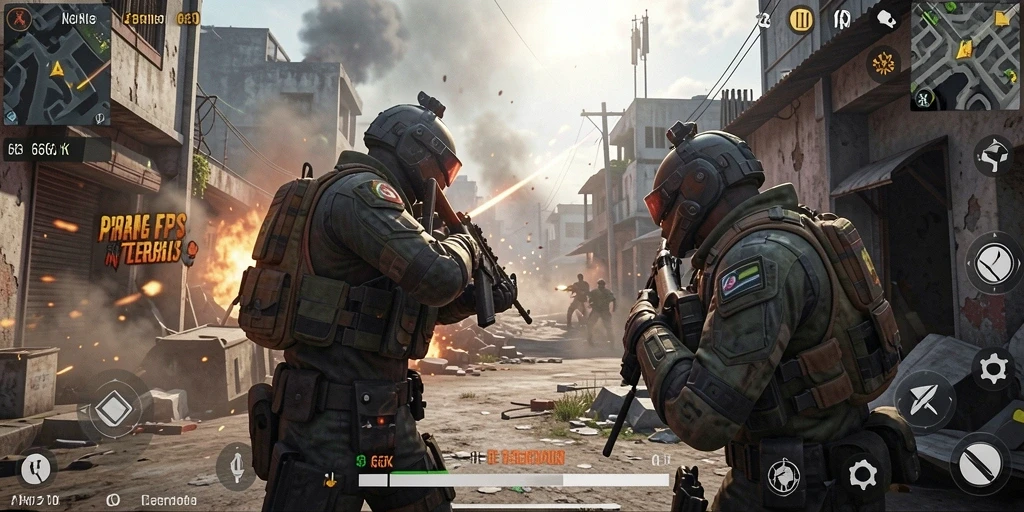 Tampilan menegangkan dari gameplay 66K dengan aksi tembak-menembak yang intens.