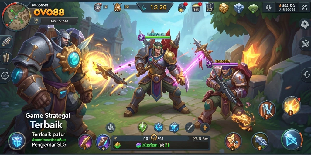 Screenshot gameplay OVO88 menampilkan aksi seru dalam pertempuran SLG.